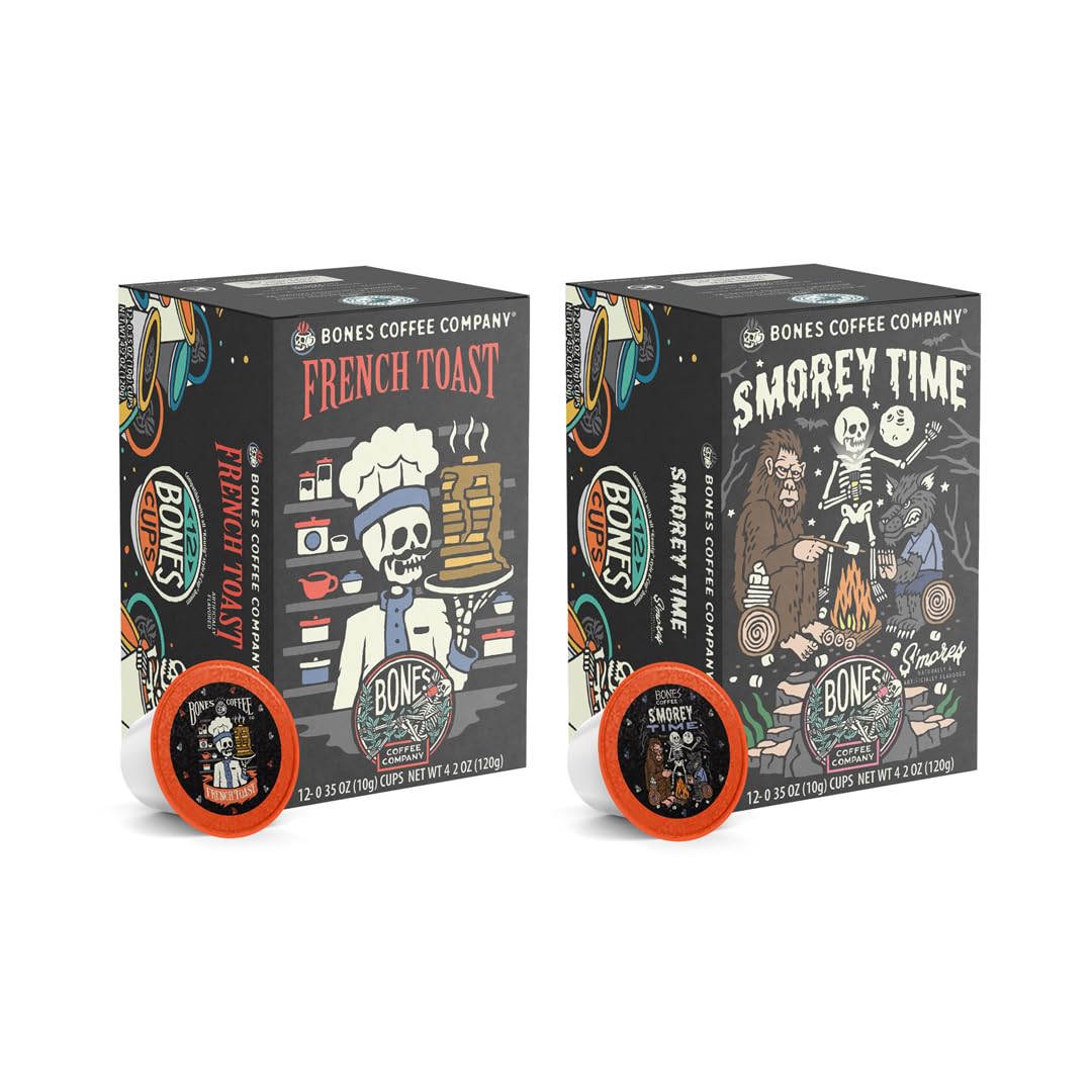 Bones Coffee Company French Toast and S'morey Time 12ct Single Serve Coffee Pods Bundle