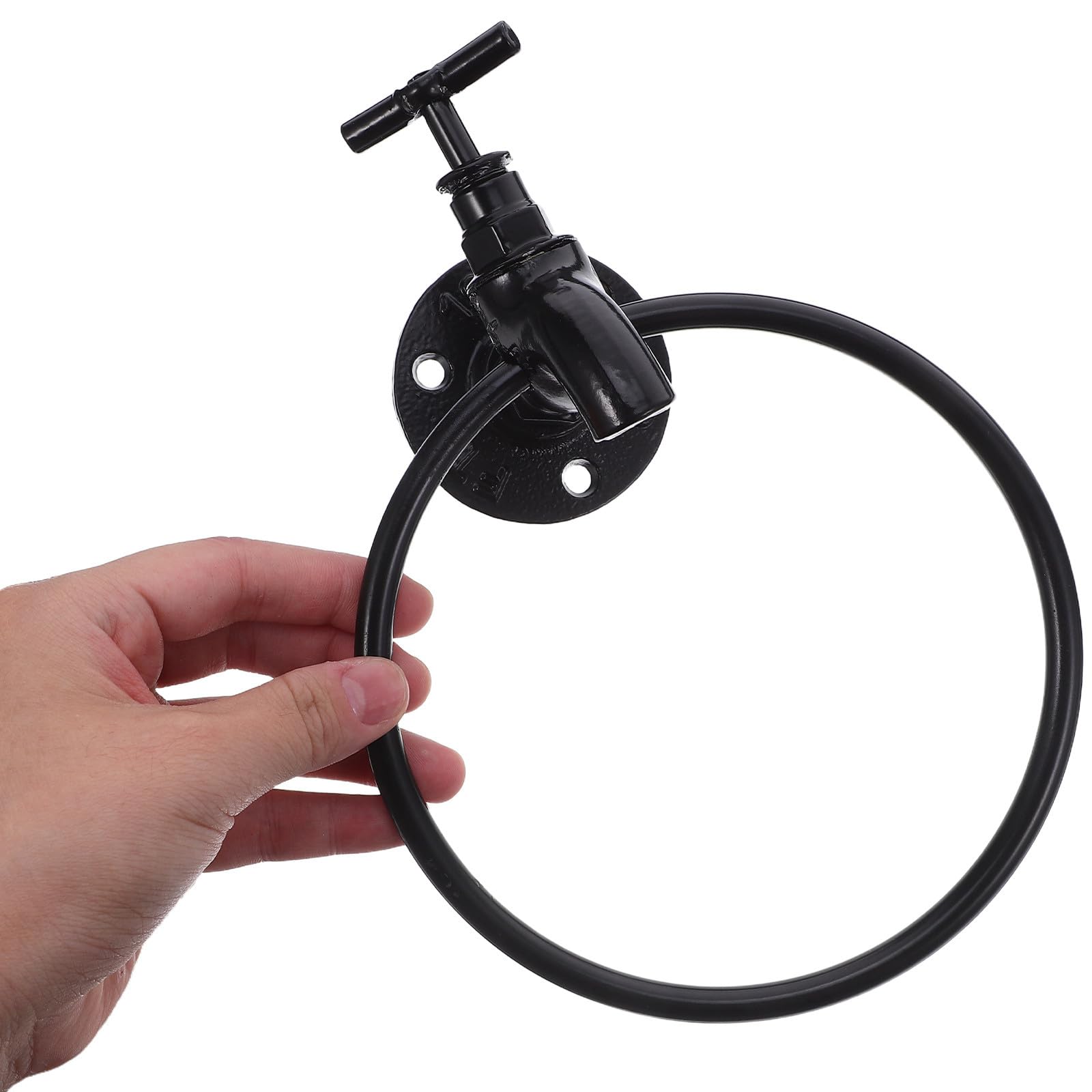 Cabilock Portasciugamani da Parete per Bagno Anello Rotondo Porta Salviette Design Industriale Moderno Resistente in Ferro Rivestimento Nero