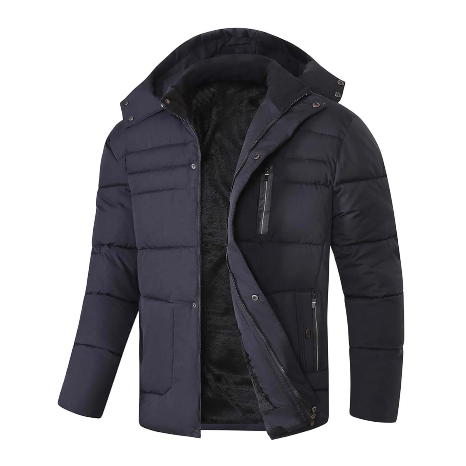 Winterjacke Herren Warme Outdoorjacke mit Kapuze Große Größen Daunenjacke