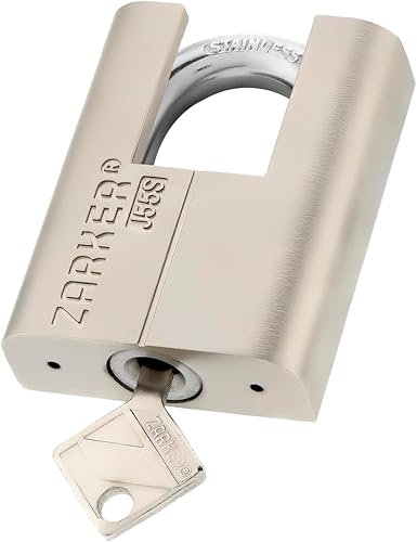 Miniatura 1 de J55S candado con llave, cerradura de grillete de acero inoxidable resistente, almacenamiento impermeable y a prueba de óxido, almacenes, garaje,