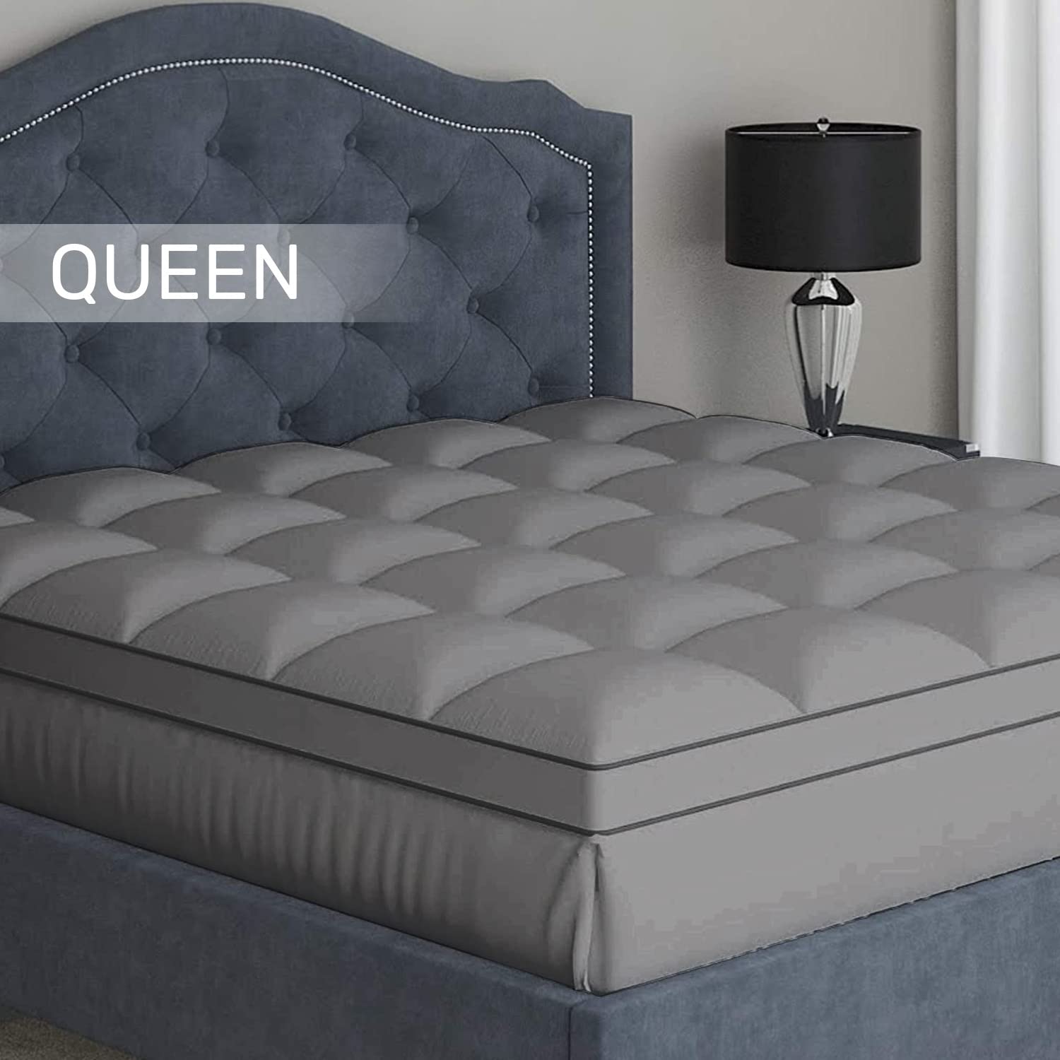Sleep Mantra Cooling Mattress Topper, Queen Size Soft 100 Cotton Fabric, Breathable, & Plush