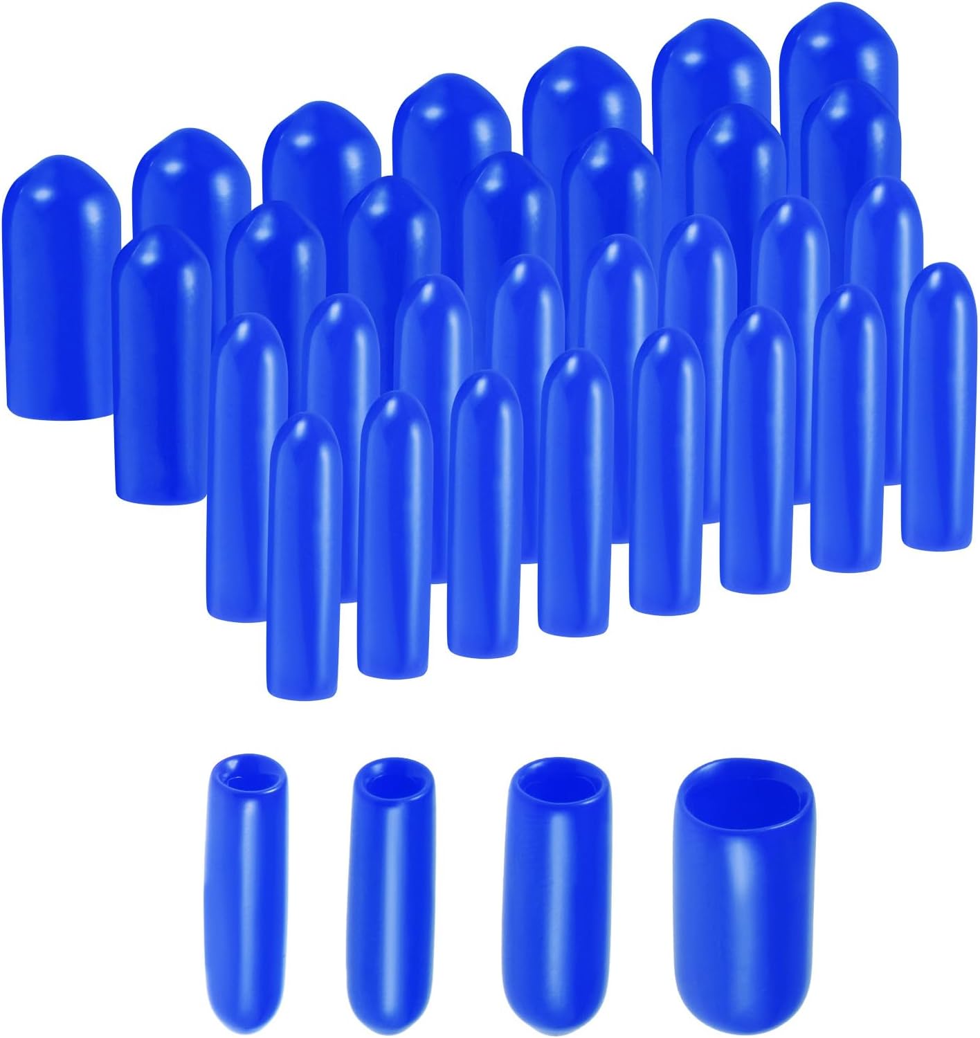 40pcs Round Rubber End Caps Protective Caps 3/32" 1/8" 5/32" 1/4" Blue Vinyl Cover Screw Thread Protectors Assortment