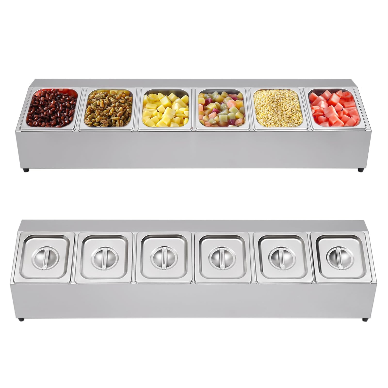 Sartén Gastronorm de acero inoxidable con tapa, recipiente para almacenamiento de alimentos y servir, apto para lavavajillas, ideal para coberturas de pizza y aplicaciones de baño María