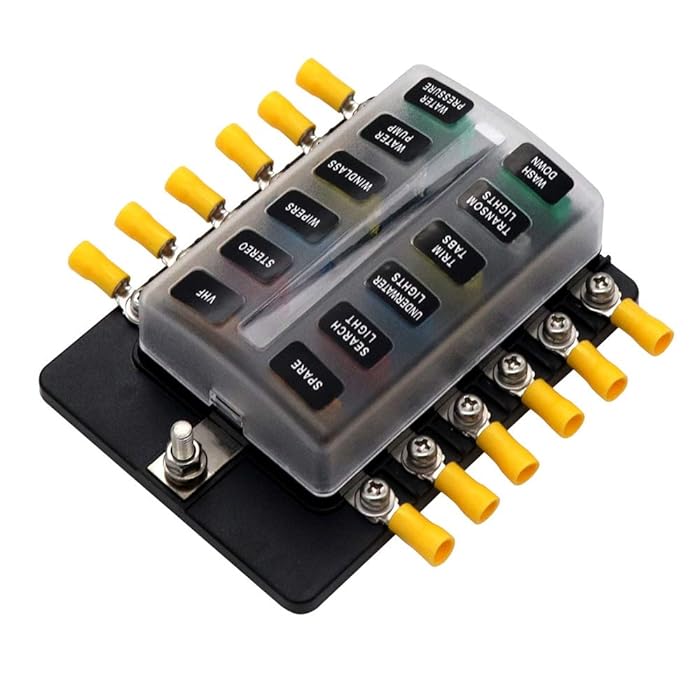 Buy 12 Way Fuse Block 12V 32V LED Red Light Indicator Blade Fuse Box for Boat Camper Car RV