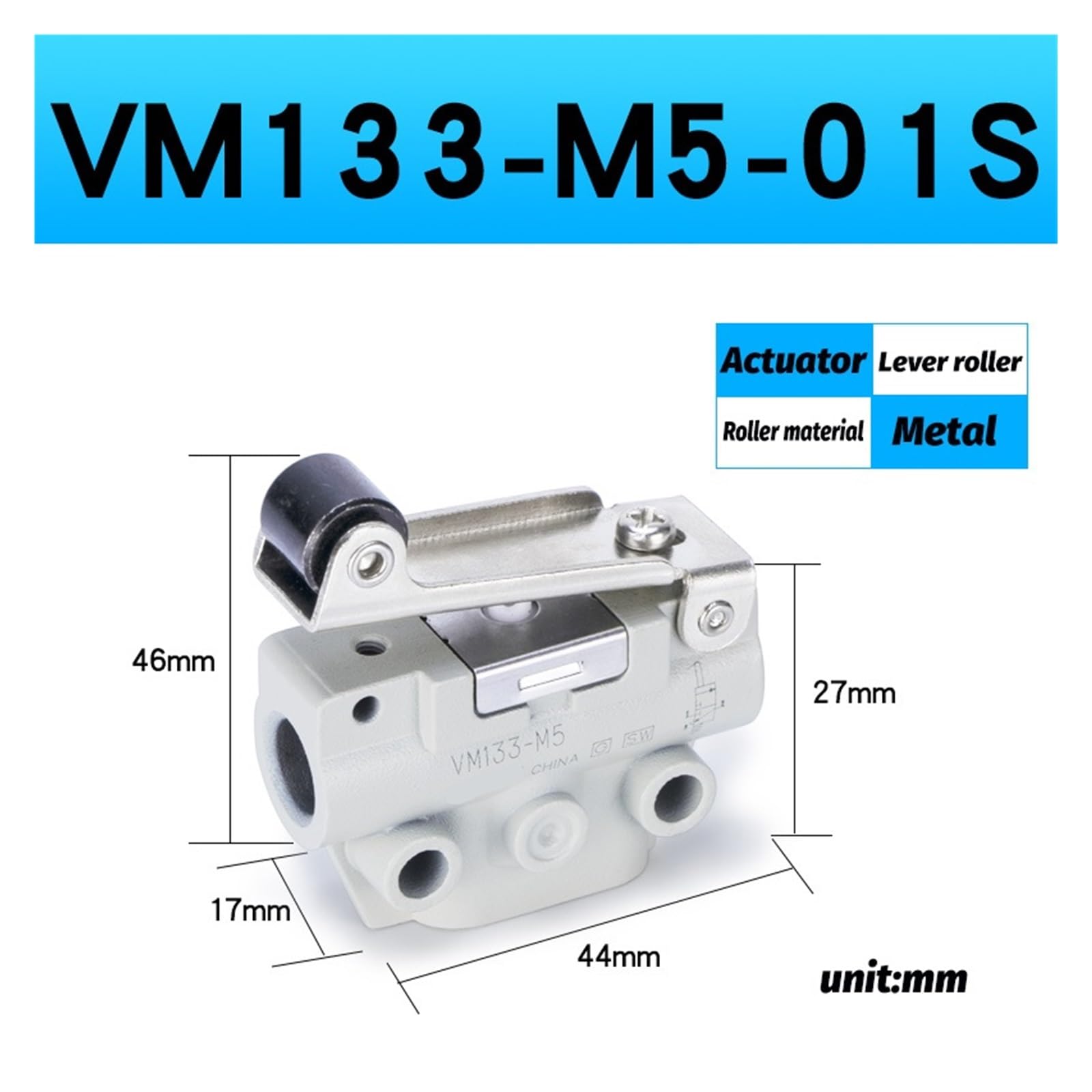 Pneumatischer Rollenschalter mit Zwei Positionen, Zwei oder DREI Wege, mechanisches Ventil, manuelles Ventil VM131-01-00A VM120-01-00A VM133-M5-01SA(VM133-M5-01SA)