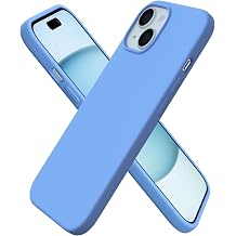 ORNARTO Compatible with iPhone 15 Case 6.1, Slim Liquid Silicone 3 Layers Full Covered Soft Gel Rubber Phone Case, Anti-Scratch Shockproof Protective Cover 6.1 Inch, Sky Blue