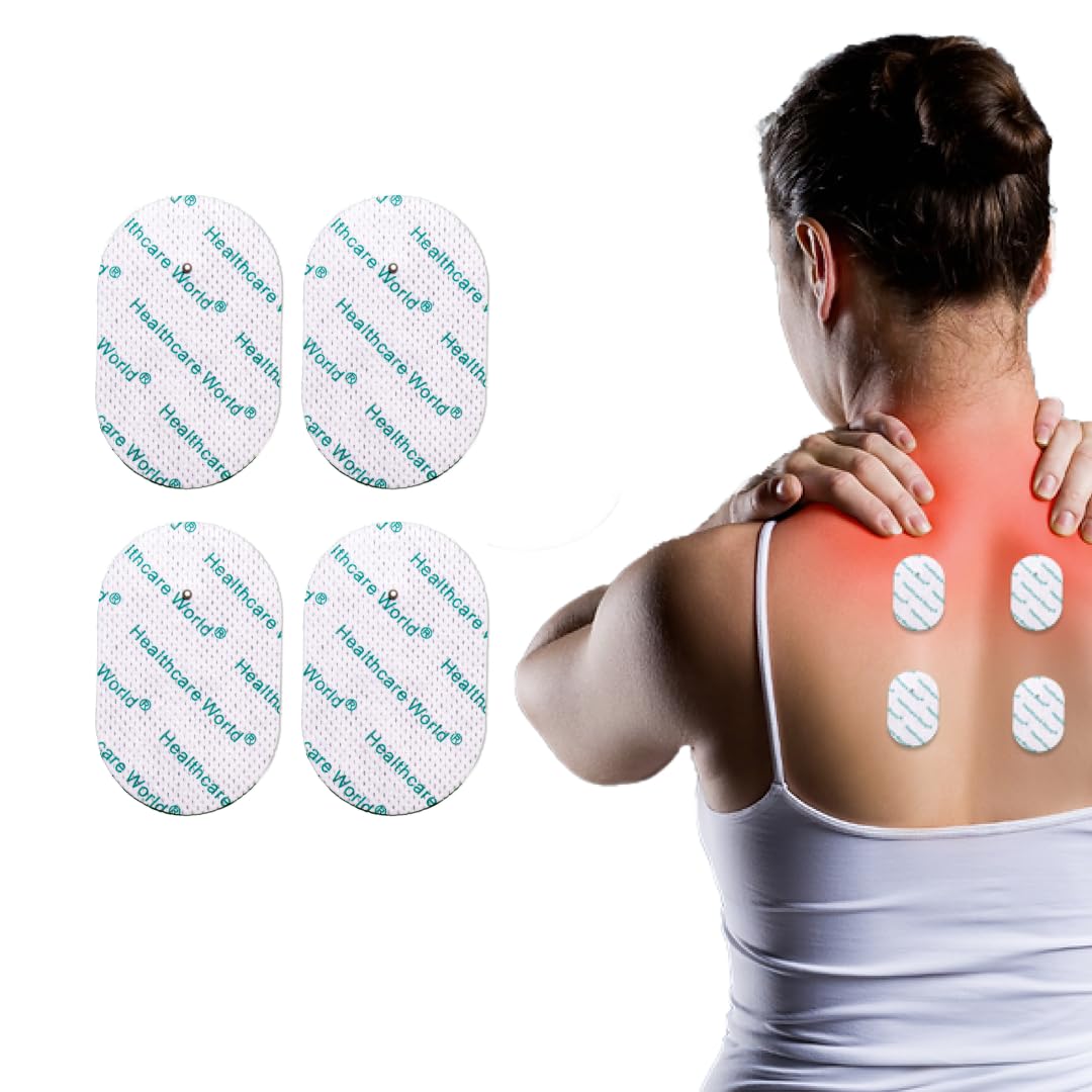 Tens Electrode Pads Oval Shaped Self-Adhesive Electrodes (4 pcs) 2.2mm Stud Connection Compatible with Omron Tens Devices
