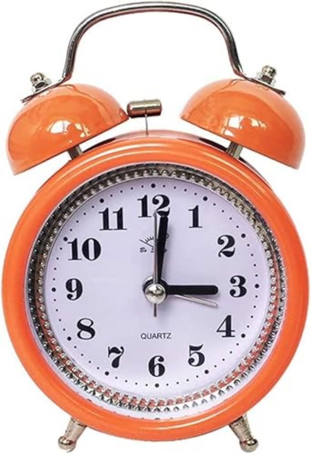 Zhangjjjjjjj Orange Twin Bell Alarm Clock Non Ticking, Retro Old Fashioned Bedside Alarm Clock, With Nightlight, For Bedrooms (Orange)