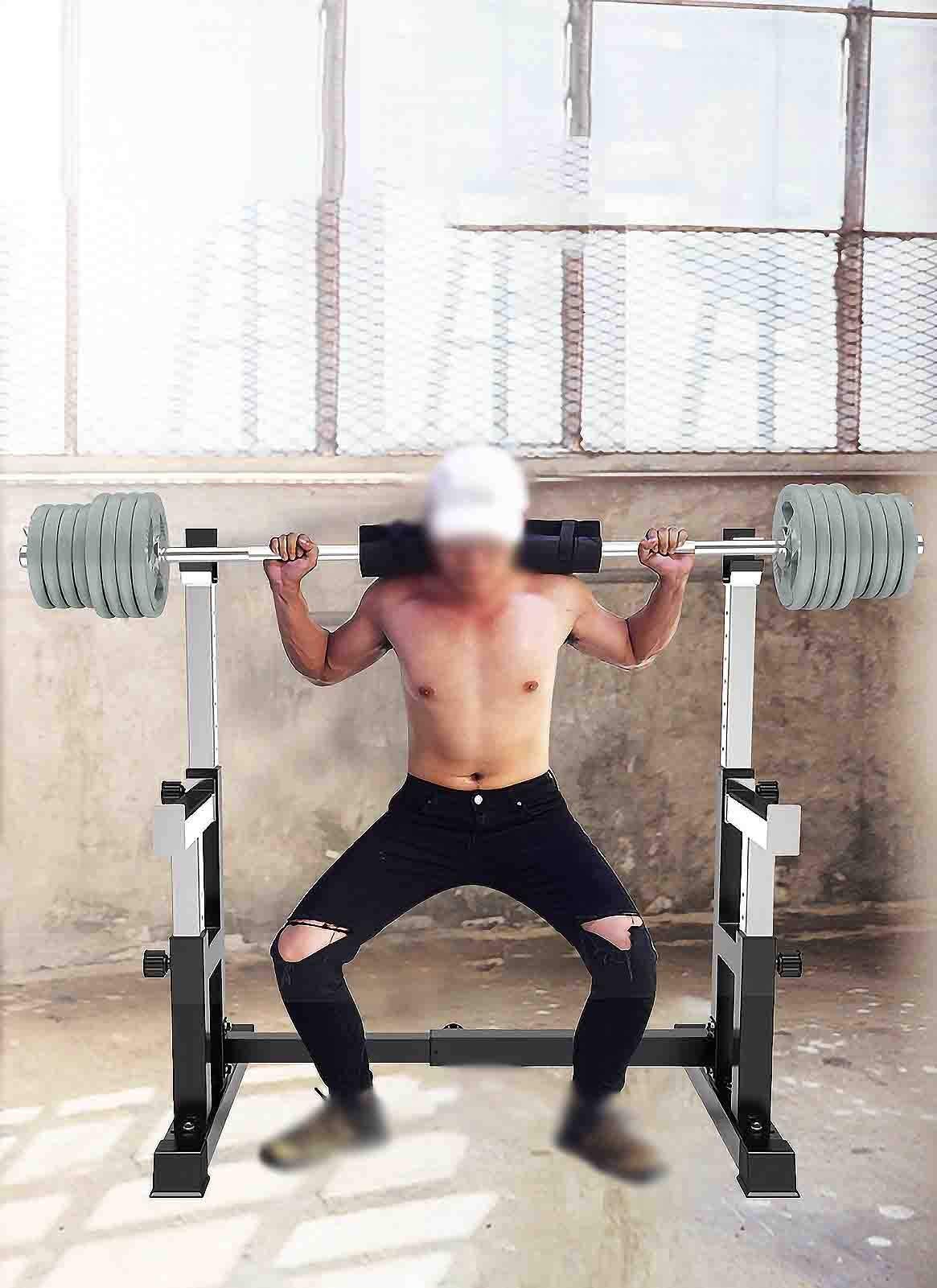 Regulowany stojak do przysiadów, sztanga do wyciskania na ławce, stojak na sprzęt fitness do podnoszenia ciężarów, wielofunkcyjny stojak do podnoszenia ciężarów, stojak do przysiadów w pomieszczeniu,