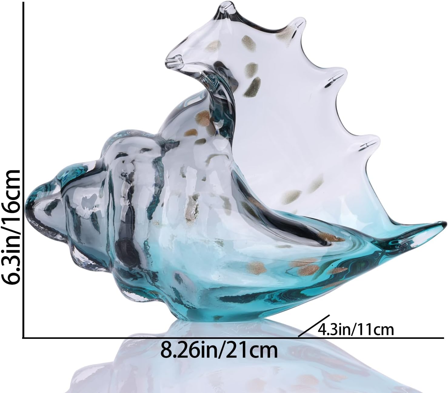 DOVDOV Hand Blown Glass Conch Statue, Gray Glass Art Figurine, Conch Shell Coastal Home Decor, Living Room TV Stand and Bookcase Decor, Bathroom Shelf top and Cabinet Decor. image 2