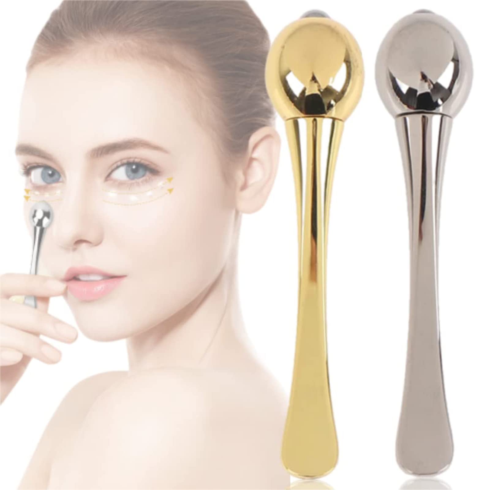 Metal Eye Cream Applicator Wand Stick, 2PCS Face Eye Roller Massager Tool