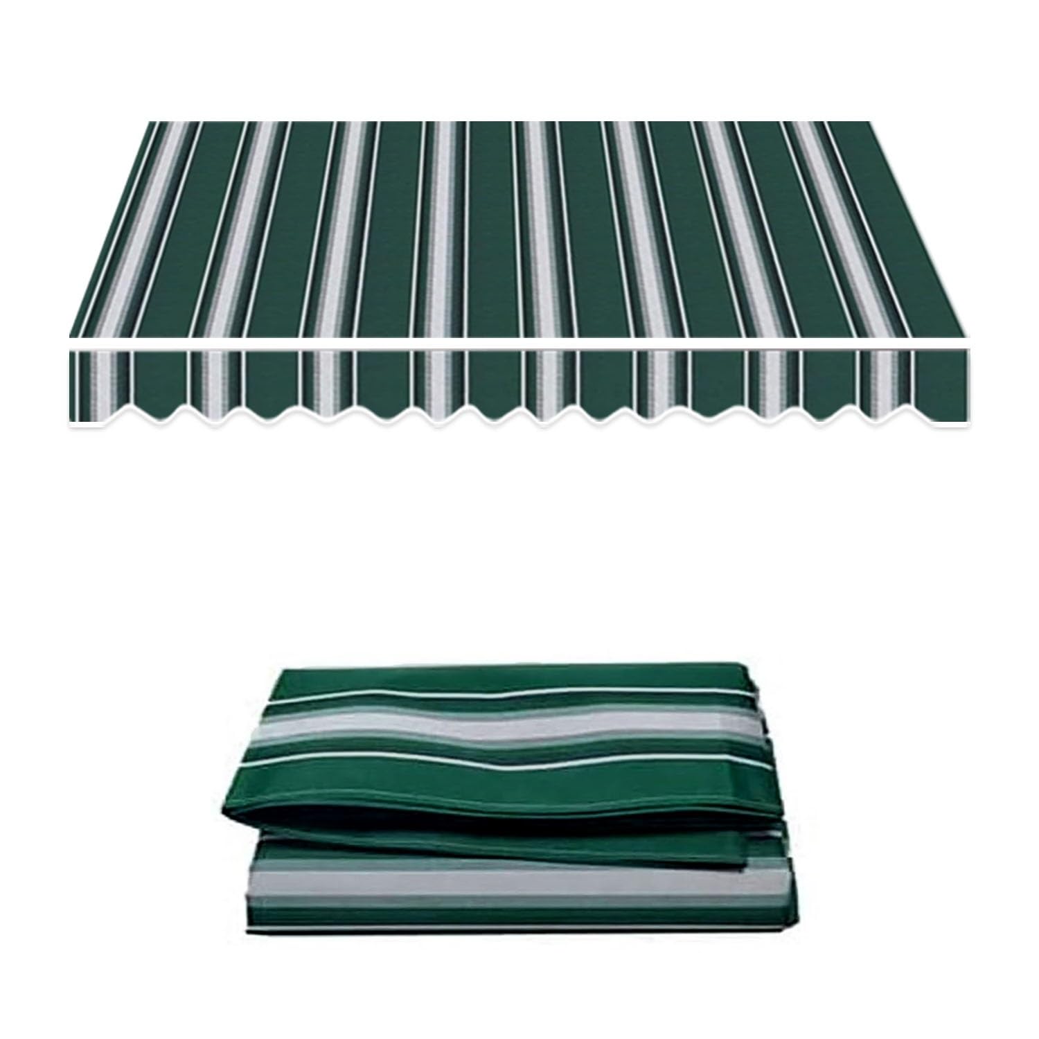 Zapasowa tkanina markizy na wysuwane markizy od 3 m do 5,5 m, osłona przeciwsłoneczna do ogrodu, na balkon i patio (zielona, 3 x 1,5 m)