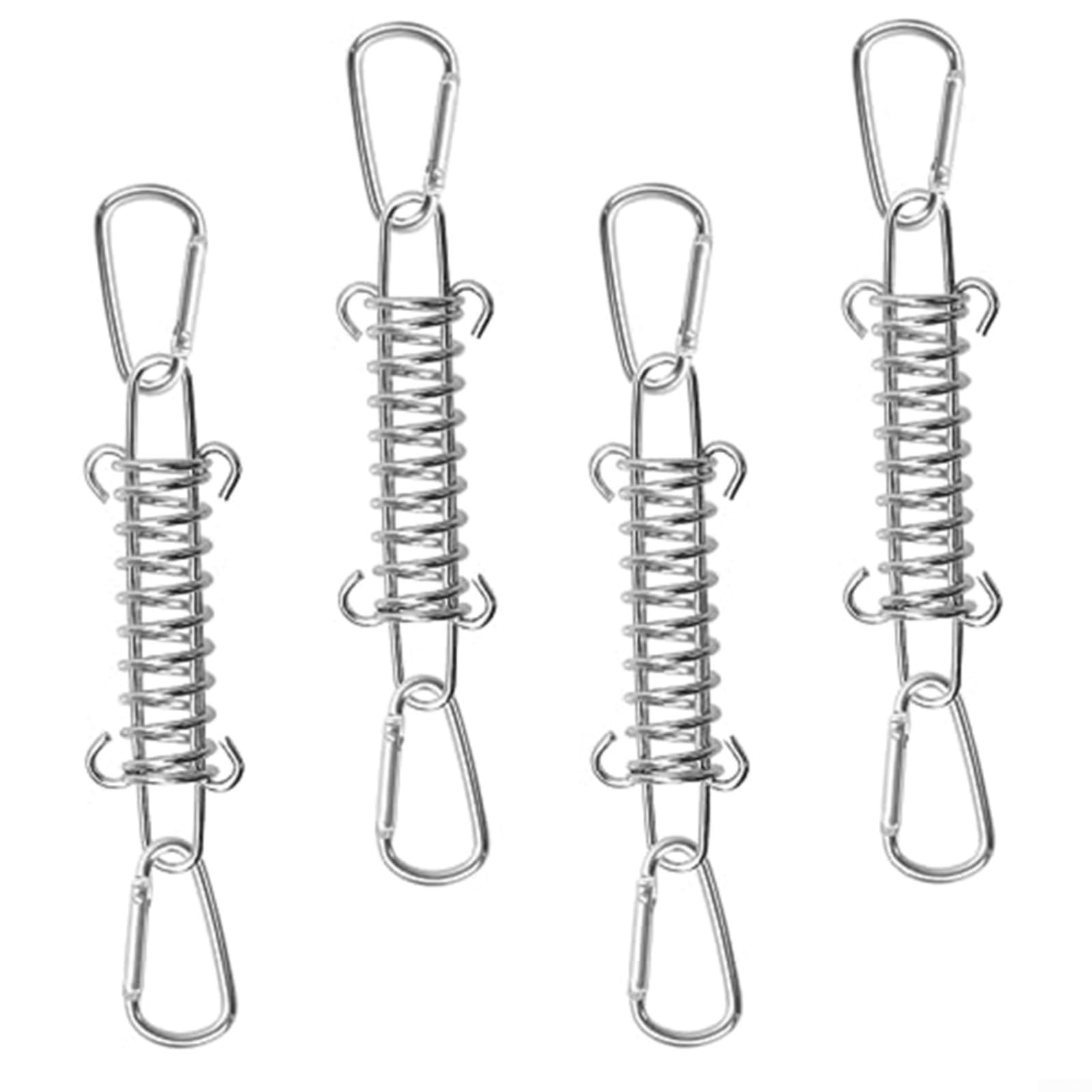 HEIBTENY 4-Pack Stainless Steel Tension Springs With 8 Carabiners Heavy Duty Awning Spring Kit For Camping Tent Canopy Sun Shade Sail Strong Elasticity Windproof