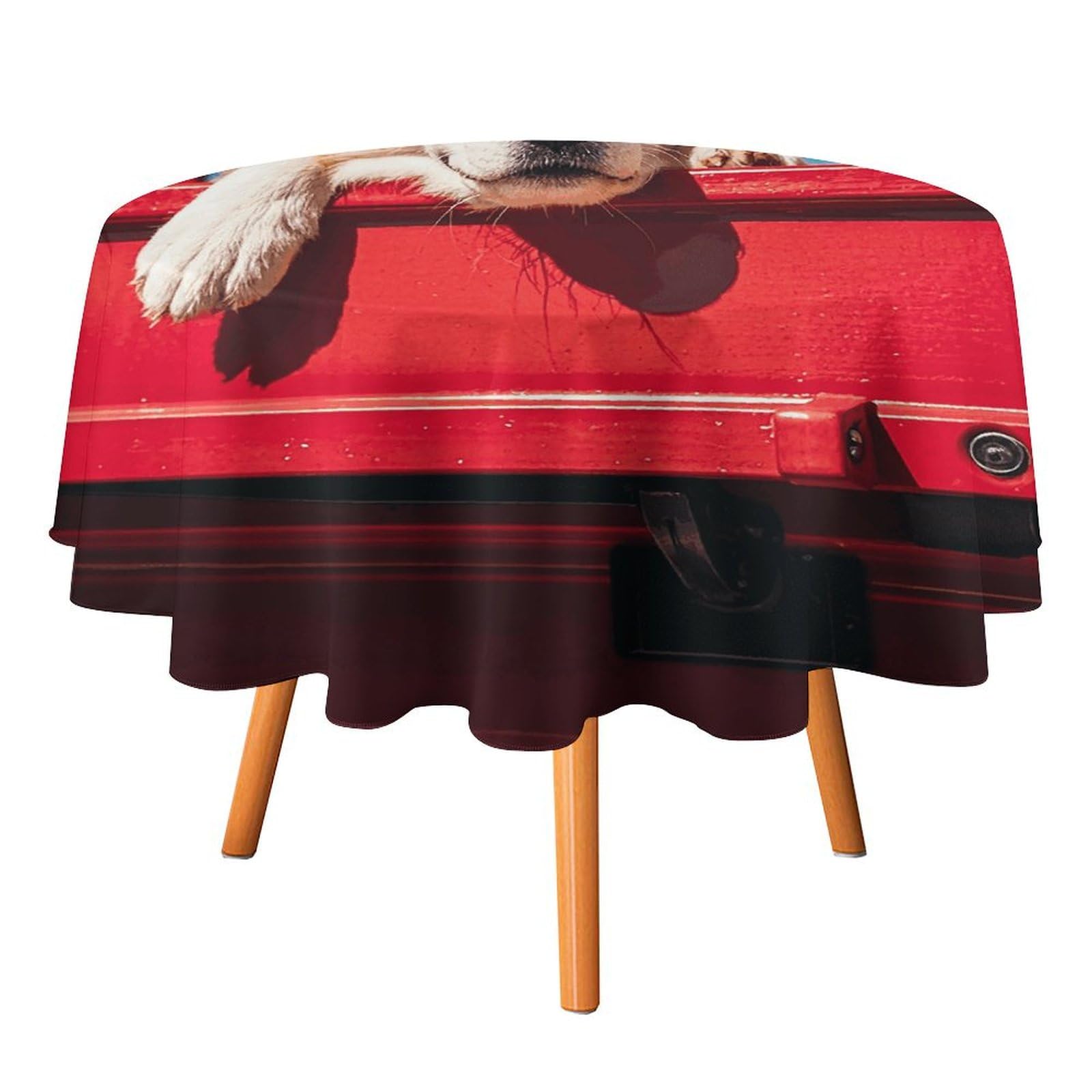 Nappe ronde rouge 152 cm décorative pour table de salle à manger style ferme