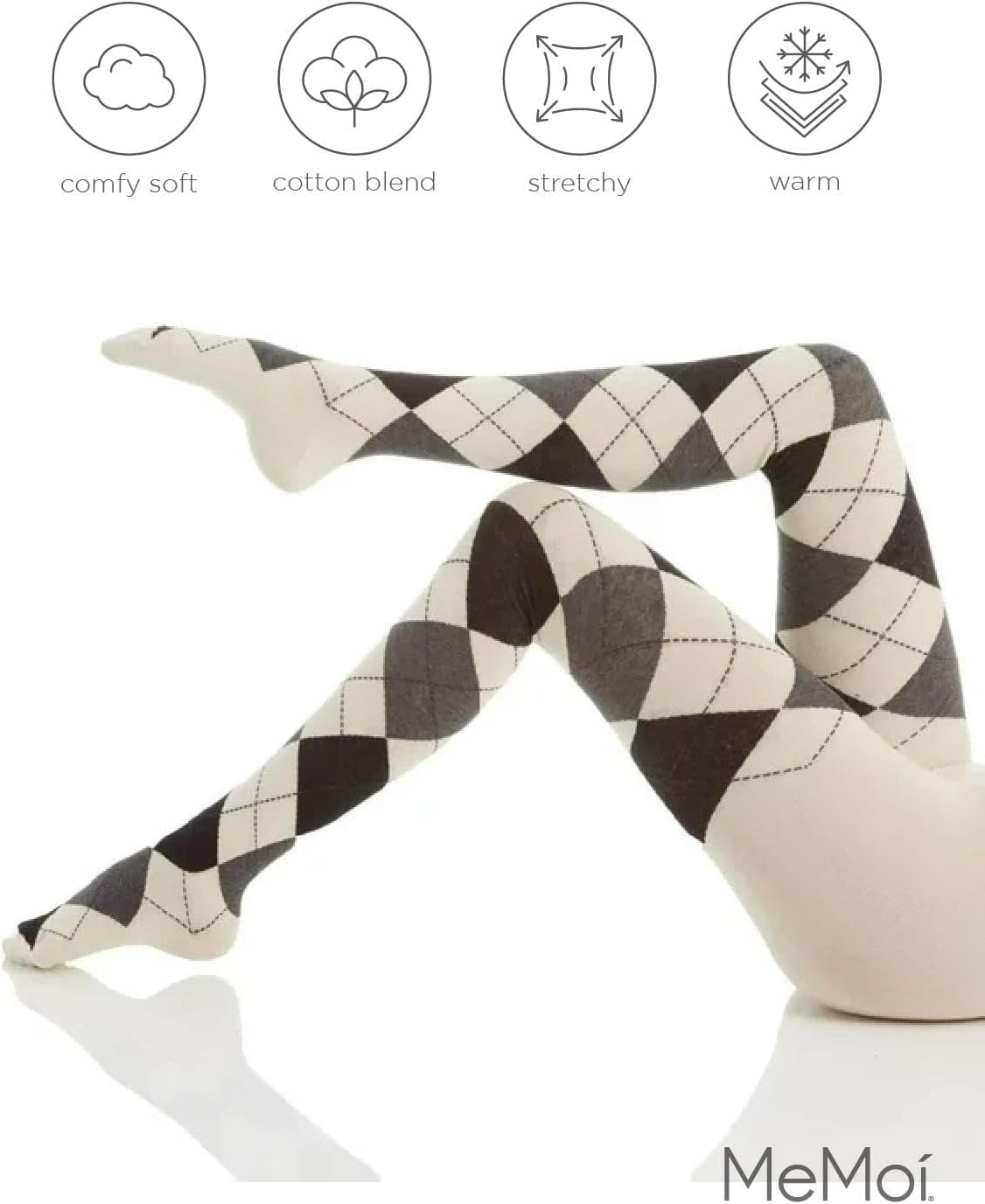 MeMoi Classic Argyle Cotton Tights for Women, Cozy and Stlylish Patterned Sweater Tights - Sizes Small to 6x - Image 5