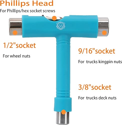 Miniatura 2 de Herramientas de patinaje multifunción, accesorios de herramientas en T, llave Allen tipo T y cabeza Phillips tipo L, accesorios de patineta, juego