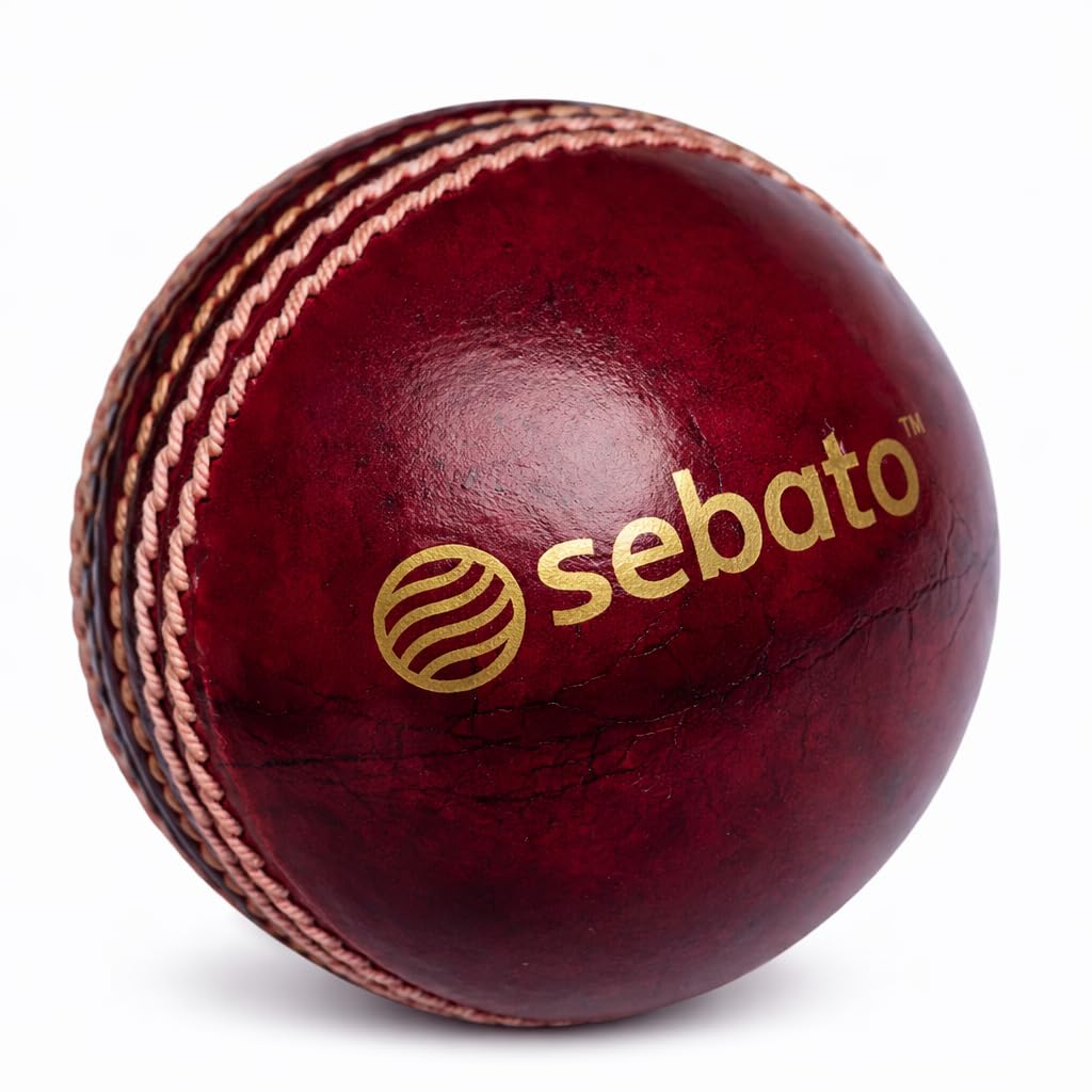 Mentra Match Leather Cricket Ball | Premium Alum-Tanned Waterproof Leather | Four-Piece Hand-Stitched Seam | Club and Tournament Cricket | Match Quality Red Ball-image-38