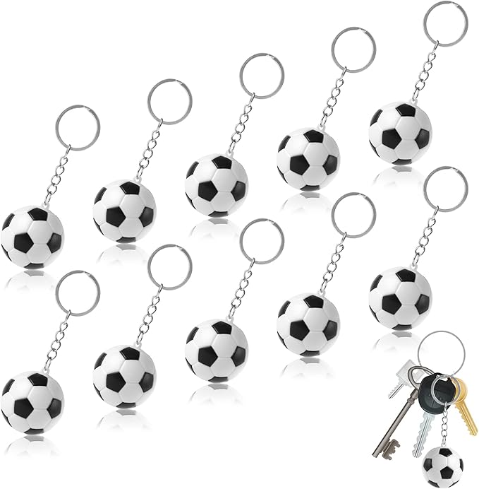 COEKI Soccer Keychains , 10 Pieces Mini Football Keychains Party Favors
