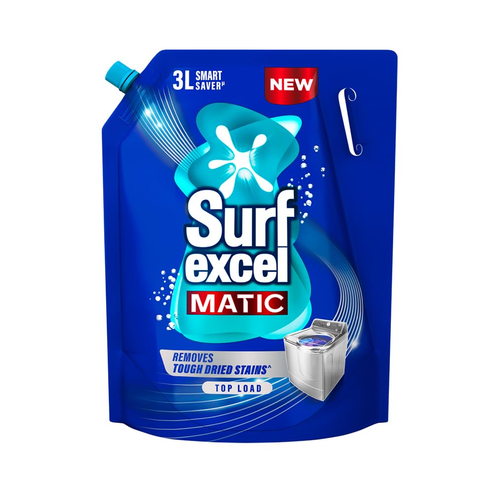 Surf Excel Matic Top Load Liquid Detergent 3.2 L Refill, Designed for Tough Stain Removal on Laundry in Washing Machines - Mega Pack (Package may differ)