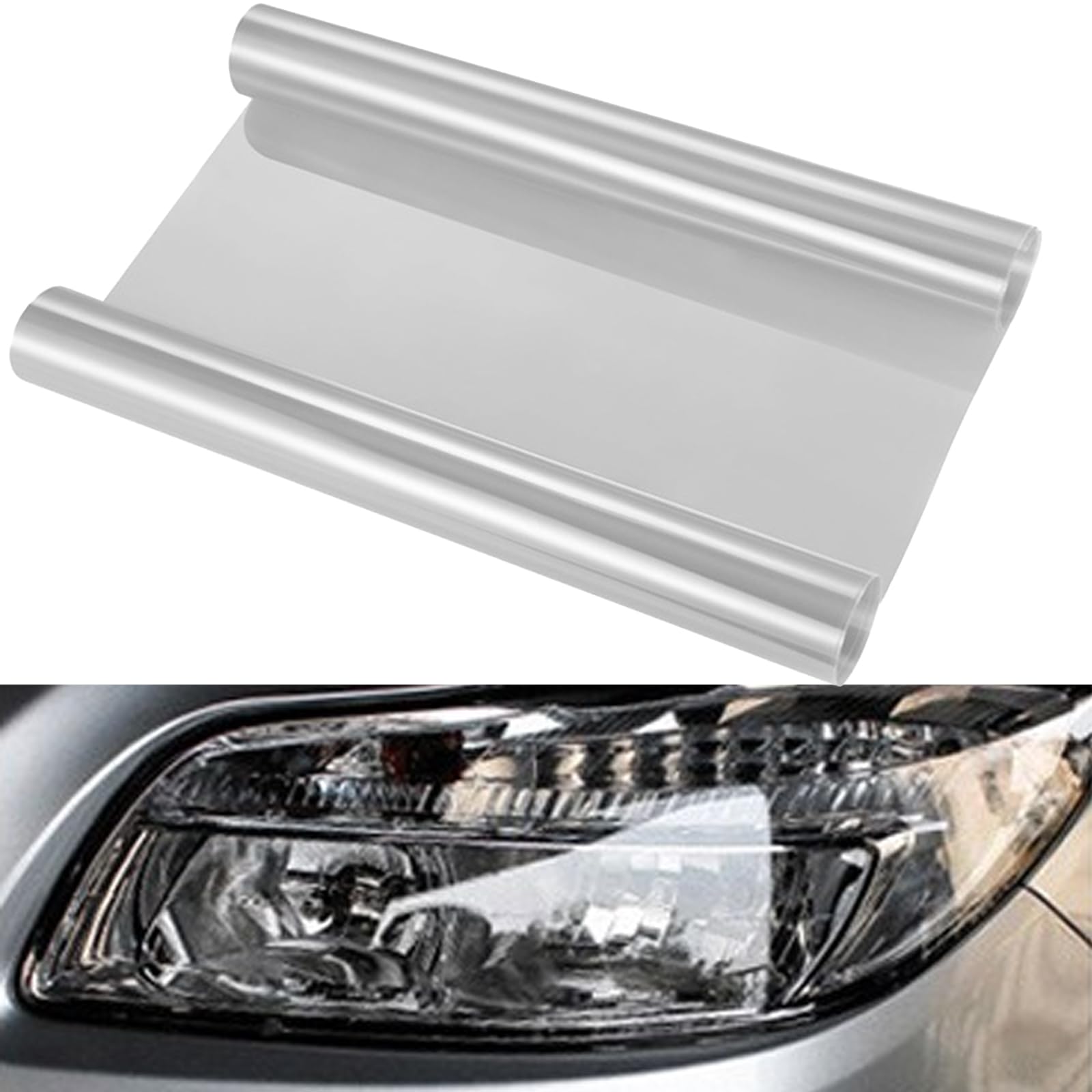 OKAWASI ヘッドライト フィルム 30x120cm 車用 UVカット 黄ばみ防止 施工簡単 ヘッドライト保護フィルム 自動車 バイク対応 テールランプ フォグランプ 汎用ステッカー（透明）