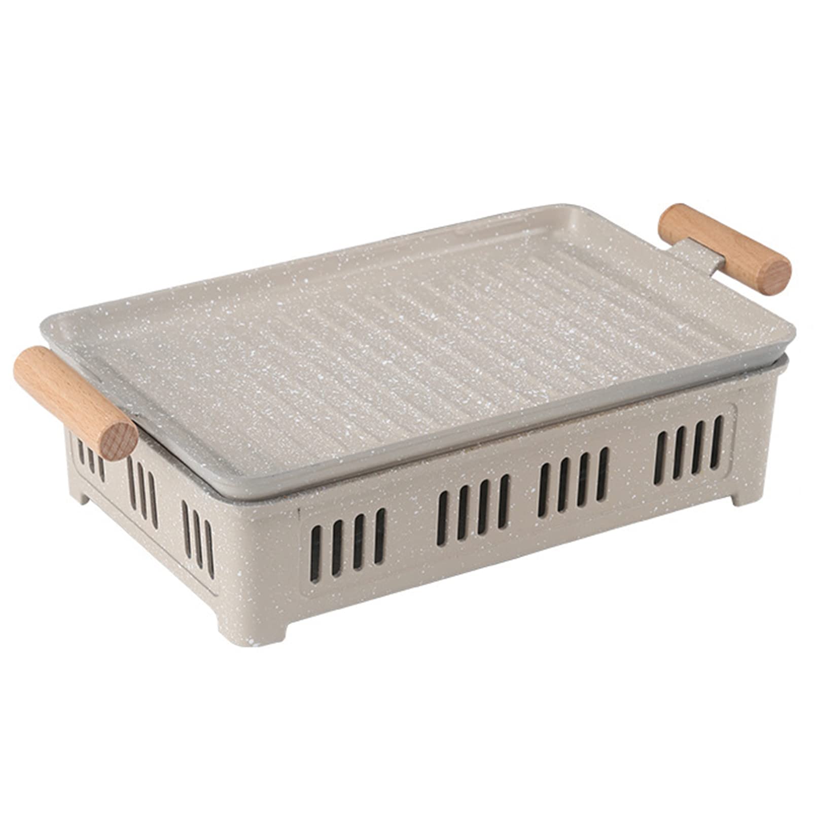 Home/Hotel Griglia per Barbecue Coreana Stufa ad Alcool, Griglia Hibachi da Tavolo in Alluminio pressofuso con Base in Legno e Supporto per Carburante, Griglia da Campeggio Portatile Pentole per Arr