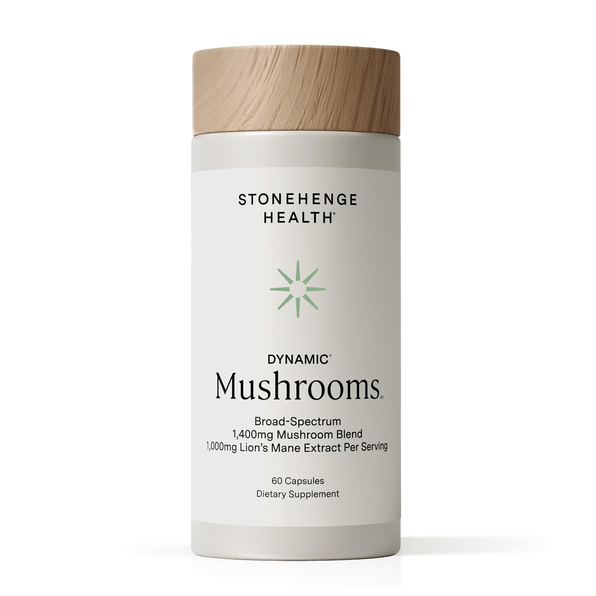 Stonehenge Dynamic Health Mushrooms 1,400 mg – 5 Mushroom Complex (Lion’s Mane, Reishi, Chaga, Maitake, Shiitake) – 100% Fruiting Bodies, Nootropic – Brain, Memory, Focus & Immune Support – 60 Caps