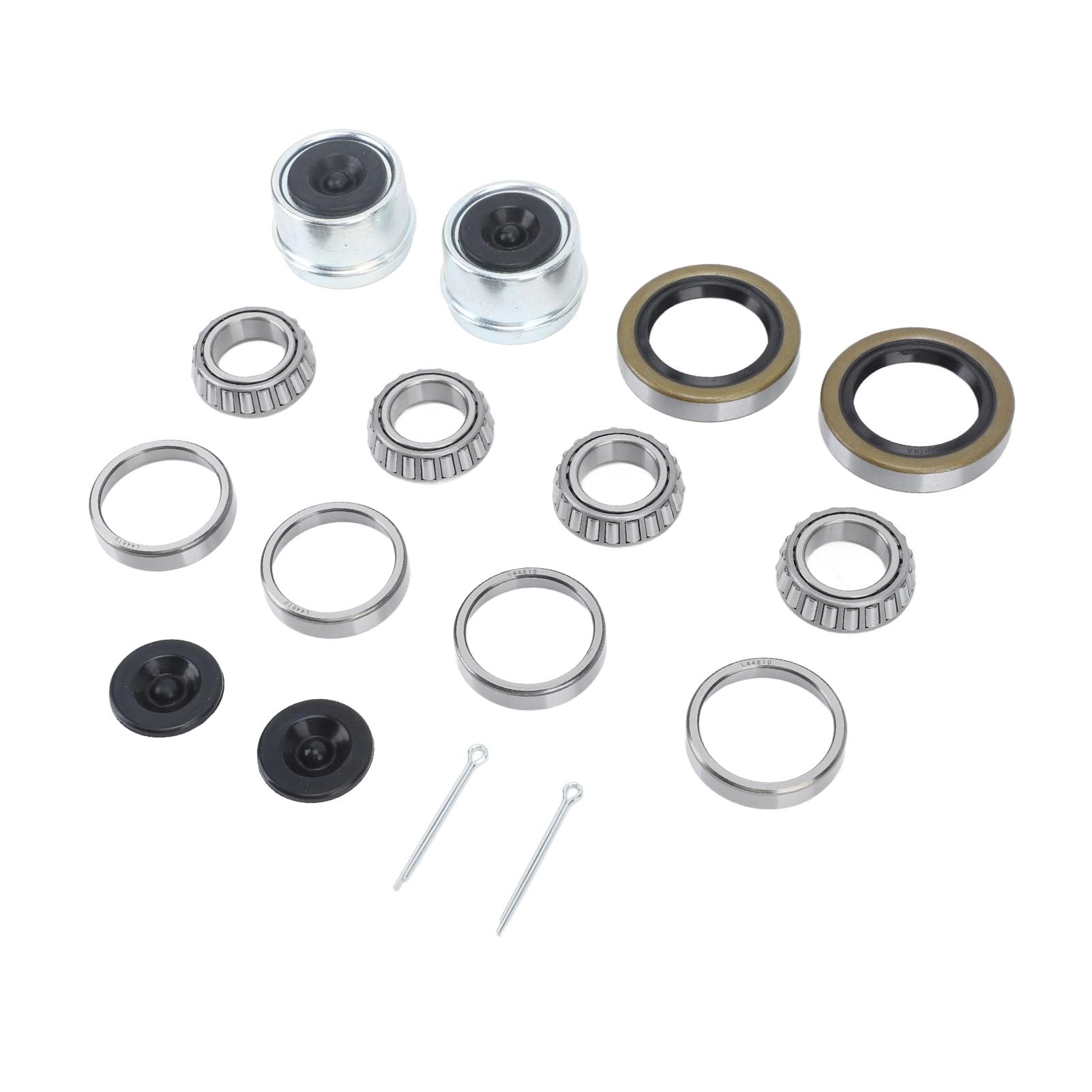 1.98in Hub Bearings Kit, Fits for 1-1/16in 2000-2200 lb Boat Axle, Smooth Operation, Secure Seal, Easy replacement for, High Strength Material, Steel + Rubber + Metal, 16PCS