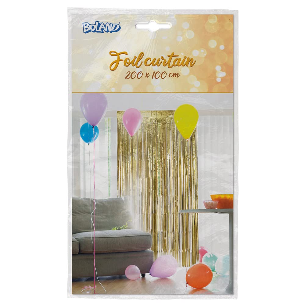 Boland - Tenda in foil neon, 200 x 100 cm, decorazione per feste di Capodanno, matrimonio o compleanno, decorazione, tenda in tinsel