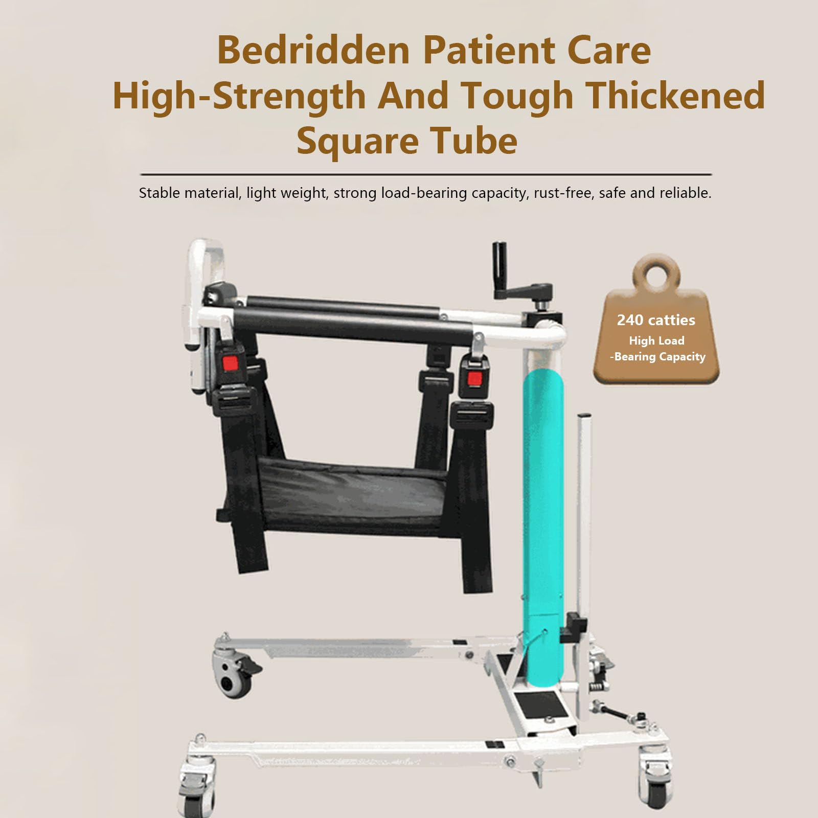 Grúa para Pacientes en casa,Silla de Ruedas Ligera para baño y Ducha,Elevador portátil para Pacientes Mayores,Altura Ajustable, Capacidad de Carga de 120kg,para enfermería Junto a la Cama