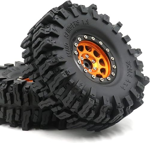 Miniatura 10 de HOBBYSOUL Soft Sticky 1.9 Mud Slingers Neumáticos T8 4.724 in4.72 pulgadas y 1.9 Beadlock Ruedas Color Verde Azul Para 110 Rock Crawler Traxxas TRX4