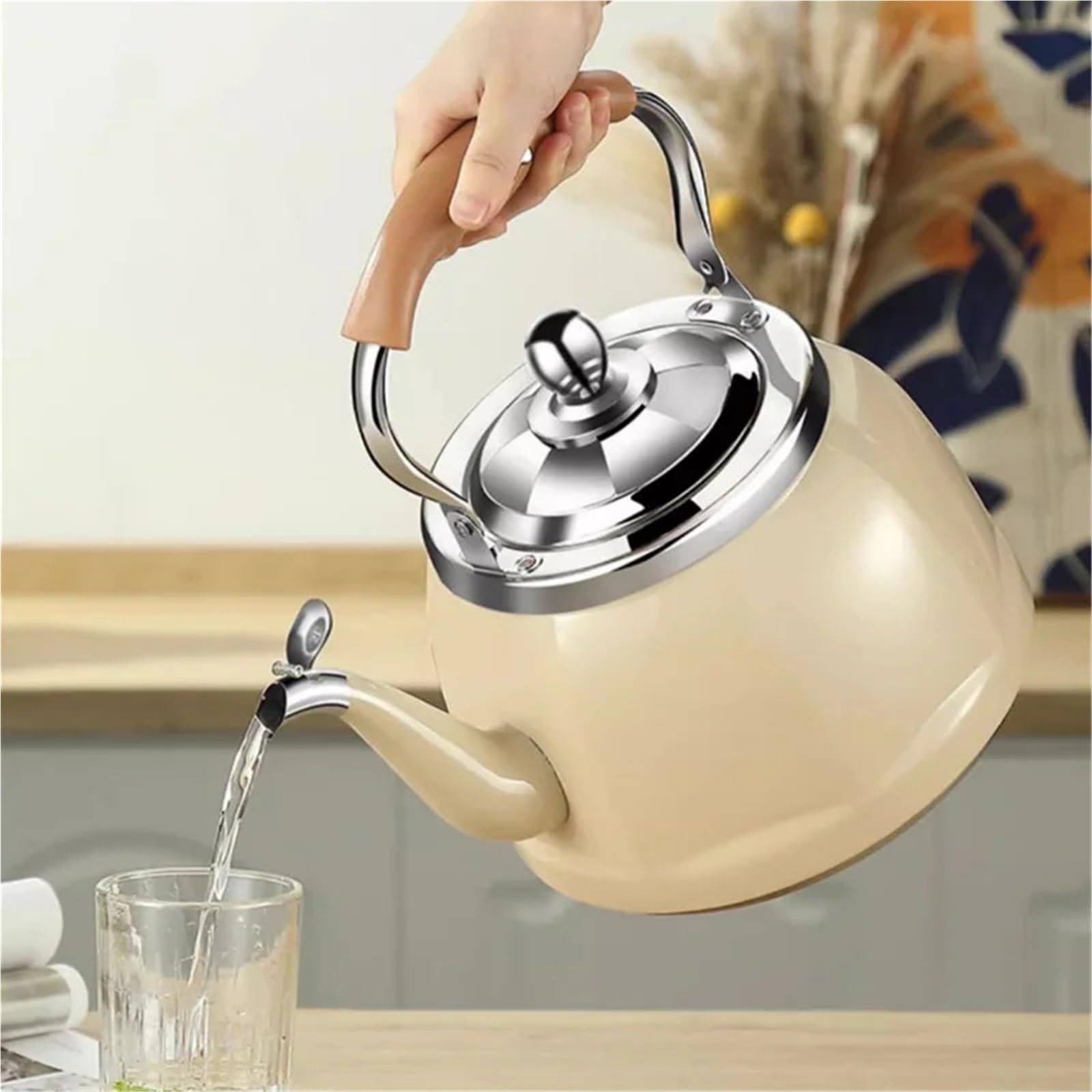 bollitore acqua Bollitore con fischio in acciaio inox 304, base a riscaldamento rapido, capacità 6 l, fornello a gas spesso, a induzione(6L)