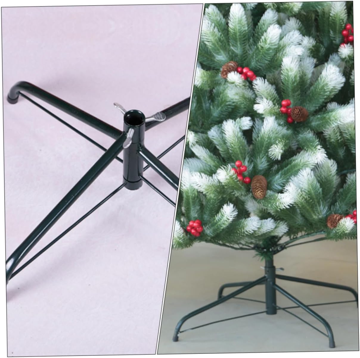 Ciieeo 2pcs Sturdy Metal Christmas Tree Stand Brackets Xmas Tree Holders for Indoor Outdoor Use Support for Holiday Decorations