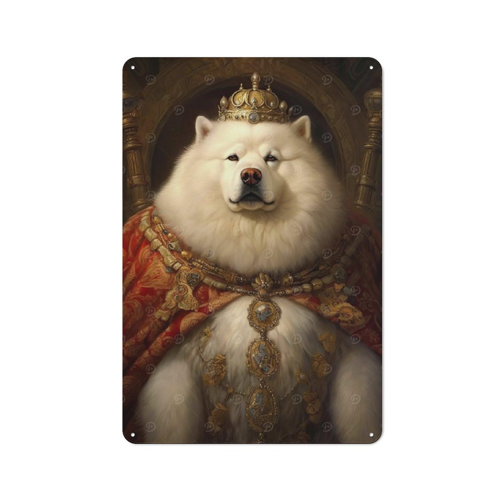 Junmoney Style-9 Rustic Samoyed The King Tin Wall Sign 30X20cm, Kitchen Wall Decor For Bakery, Diner, Cafe Or Family Room
