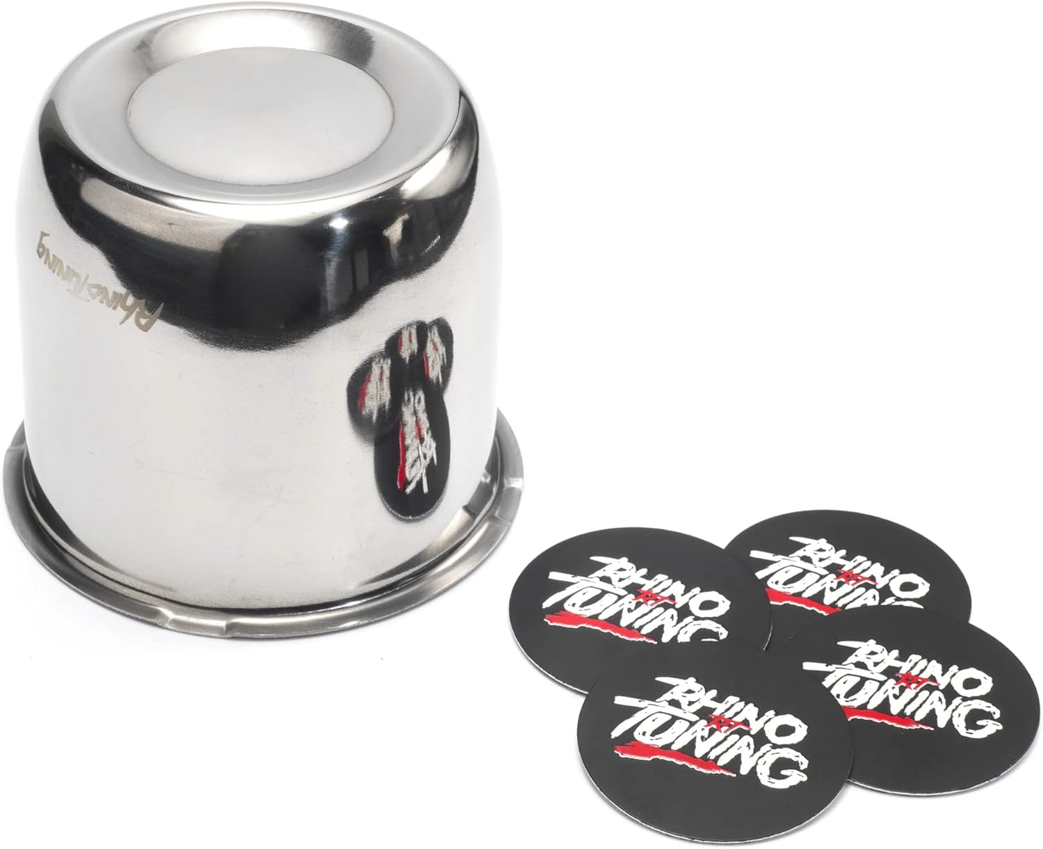 RTrhinoTuning 3.31" Hub 3.03" H Push Through Center Caps Chrome for RV Trailer Truck Wheels Rim 4 Pieces