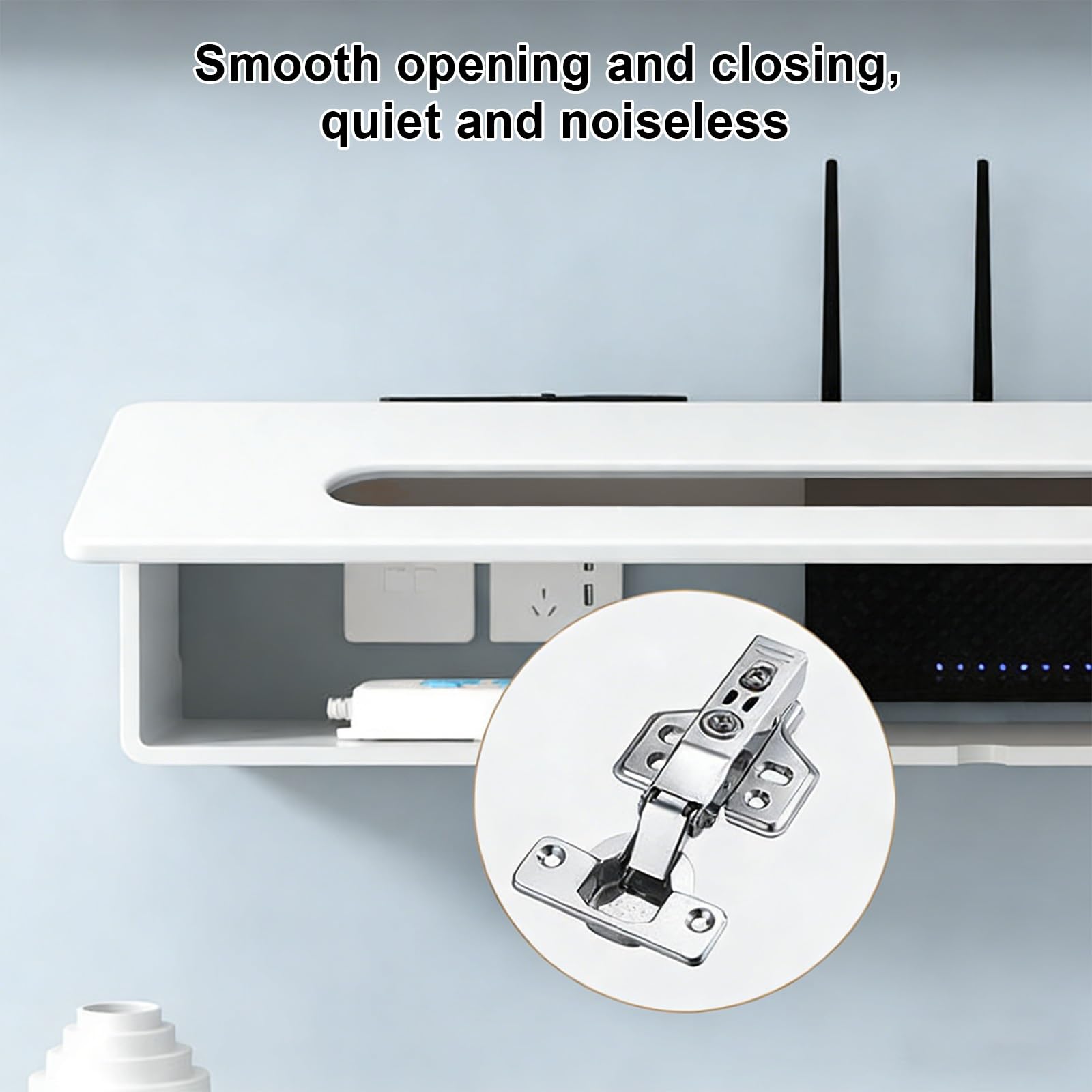 Scatola da parete per router WiFi, portaoggetti nascosto per decoder TV, router e cavo di alimentazione, supporto decorativo da parete perfetto per casa e ufficio (C 80 x 13 x 20 cm)
