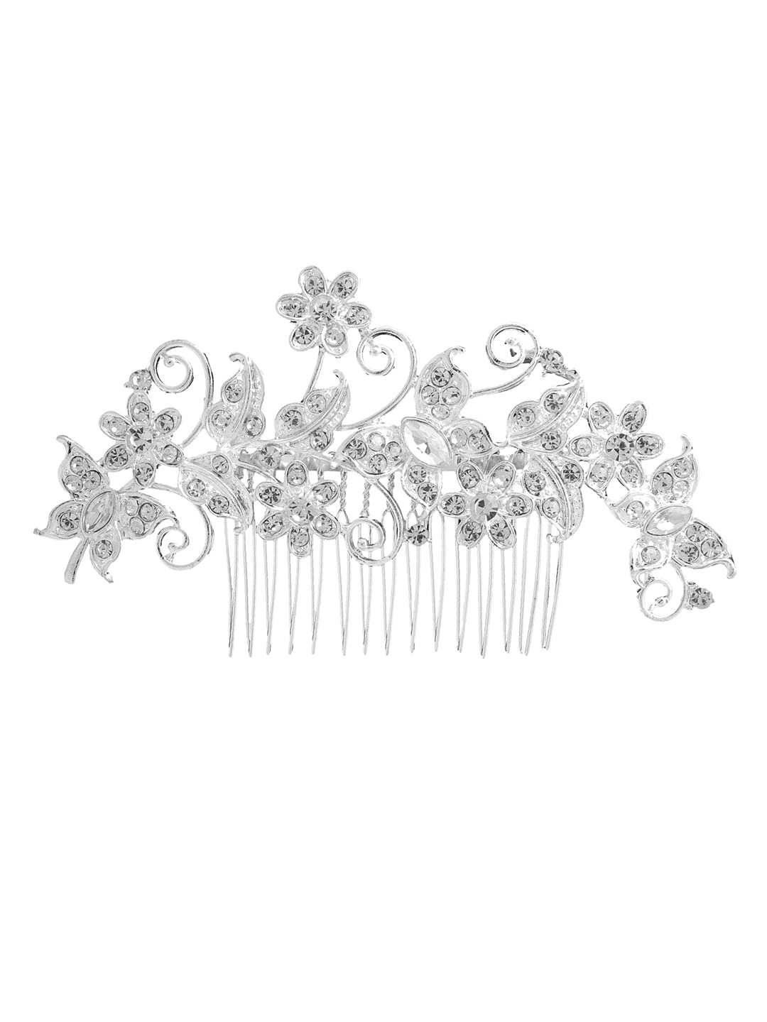 Comb Pin for Women Hair Accessories for Women Floral White Comb Clips for Hair for Women Crystal Hair Pin Bridal Hair Accessories for Wedding Side Pin / Comb Pin / Juda Pin Accessories for Women-image-12