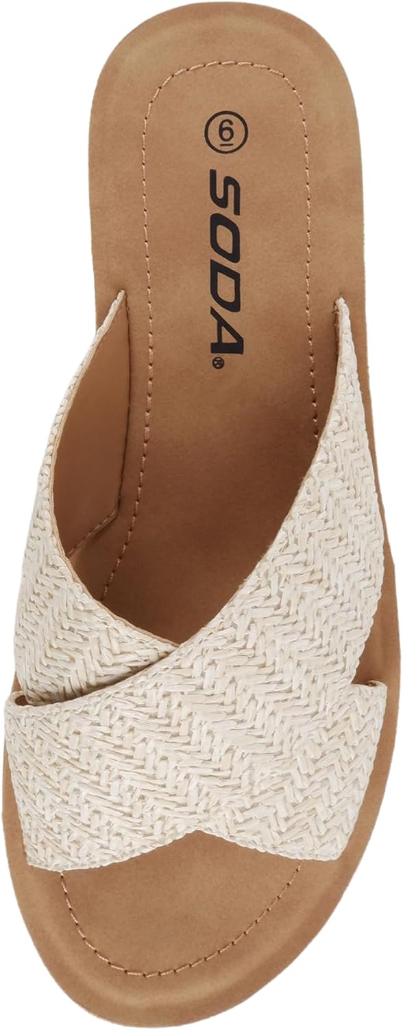 Soda LUCY ~ Women Open Toe Flatform Platform Crisscross Band Upper Fashion Slide Sandals image 5