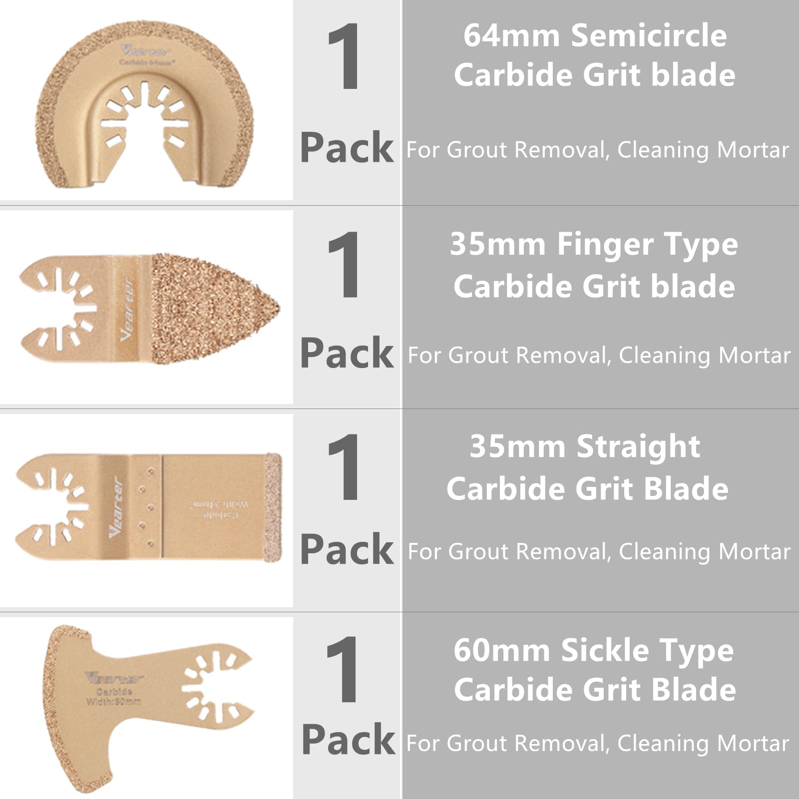 Set di 52 lame oscillanti universali oscillanti con carta vetrata, set di lame multiuso per legno, metallo, plastica