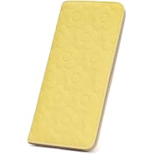 Ultra Slim Thin Wallet Women 3D Embossed Flower Leather Womens Wallet RFID Blocking Credit Card Holder Bifold Clutch Long Ladies Billfold Wallet for Women Yellow