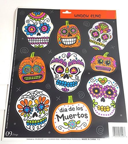 Day of the Dead Halloween Sugar Skull Cholo Window Clings