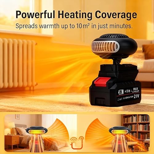 Miniatura 5 de Calentador de espacio portátil con pilas, calentador de coche funciona con baterías, calentador de batería recargable para desempañar la ventana del