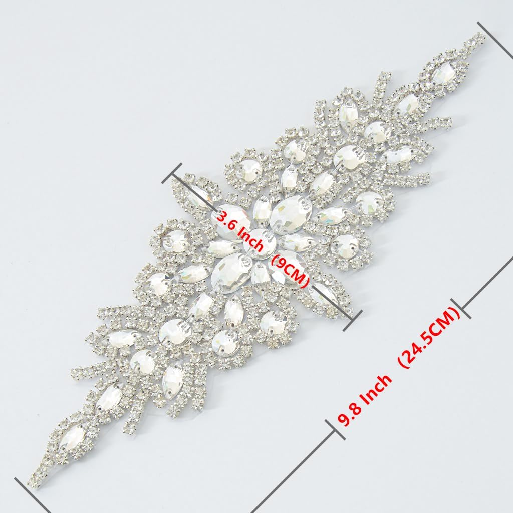 ShiDianYi Elegant Sash/Wedding Applique - Rhinestones Hot Fix or Sew On Belt Sash for Dress