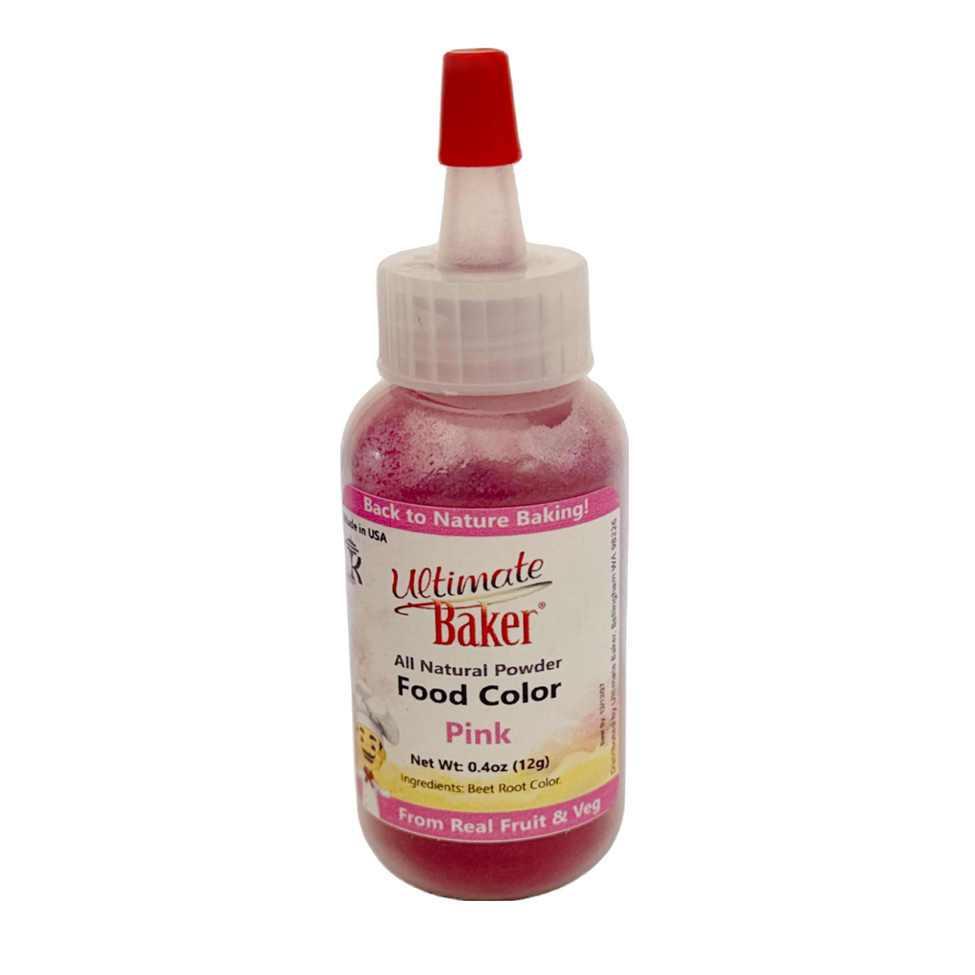 Ultimate Baker All Natural Pink Food Color Powder - Vibrant, All Natural Color for Cakes, Baking, Decorating & DIY Treats – Home or Professional Use (12grams)