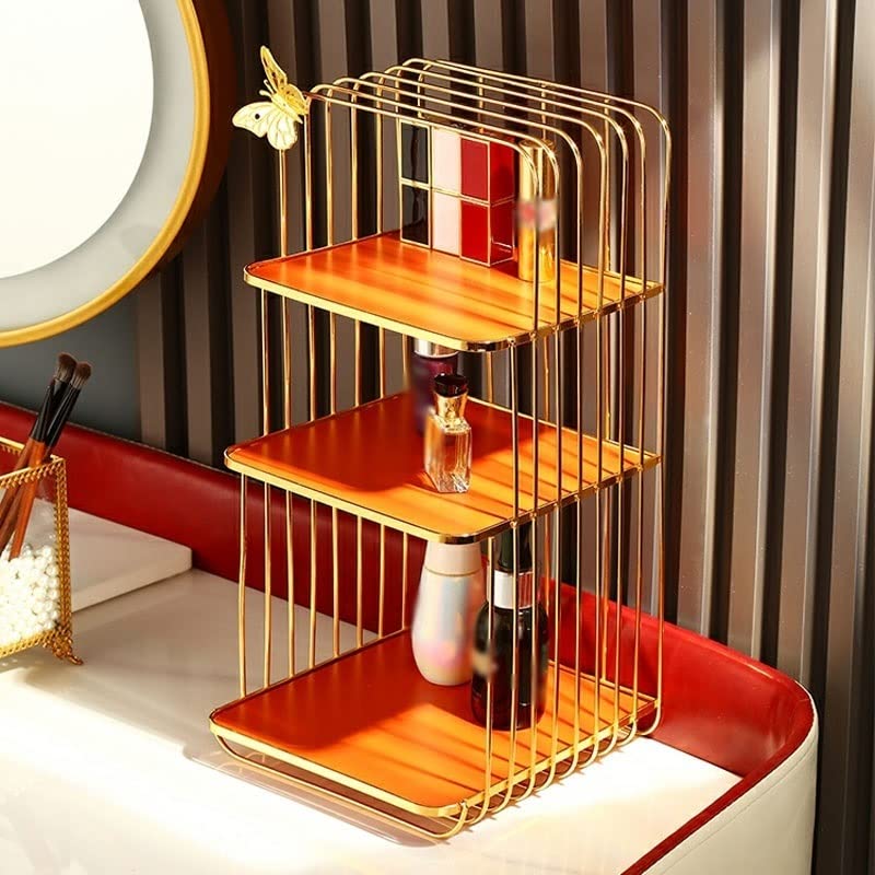 Vitrina Cosmética Casa cosmética de escritorio Caja de almacenamiento de tres capas Caja de escritorio de cuidado de la piel de almacenamiento de cuidado de la piel adecuado for el baño del baño Organ
