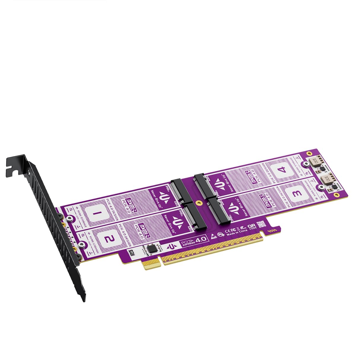 AU-P599 PCIe 4.0 X16 na 4Bay NVMe SSD karta rozszerzeń, adapter M.2 64 Gb/s, pozłacana płytka drukowana, szybki konwerter RAID0 NVMe na PCI Express do komputerów stacjonarnych