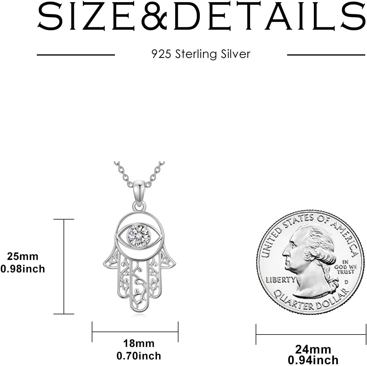 Hamsa Hand Necklace for Women Evil Eye and Hamsa necklace 925 Sterling Silver Pendant Jewelry Gift - Image 5