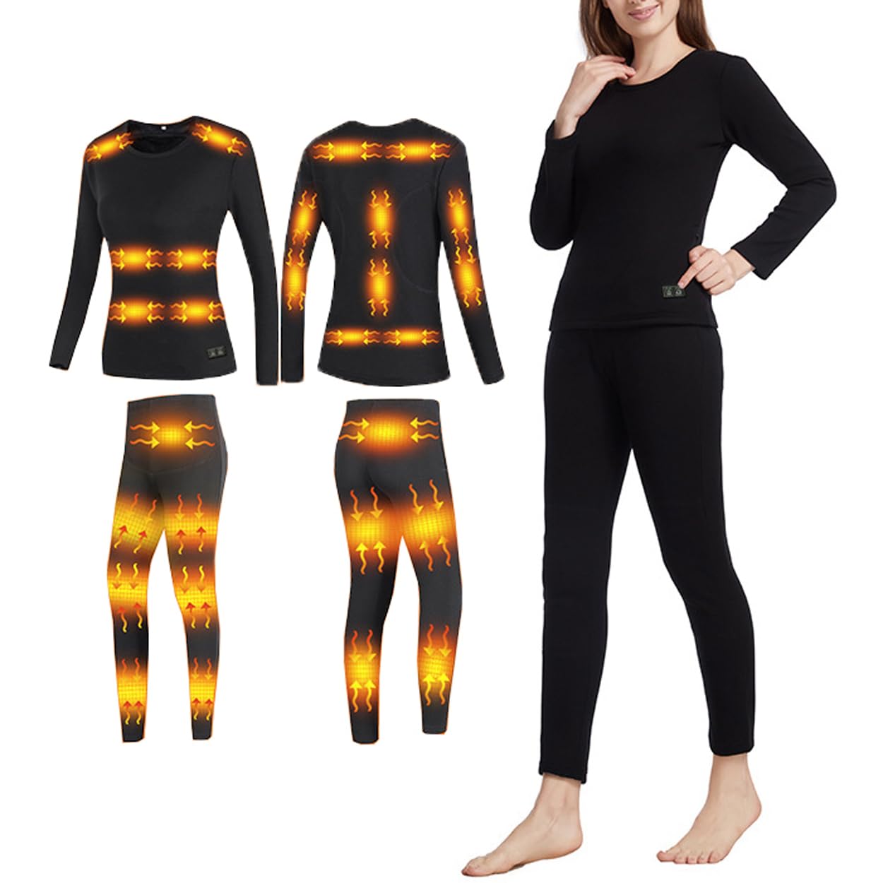 Damska podgrzewana bielizna termiczna, 28 stref Fever Soft Fleece Lined USB Electric Heat Base Layer Long Johns Suit