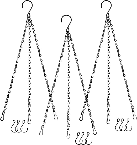 Hanging Chains for Planters Bird Feeders, 19.3 Inches Black Hanging Baskets Chain Sets for Outdoor/Indoor Lanterns Billboards Chalkboards Wind Chimes and Decorative Ornaments