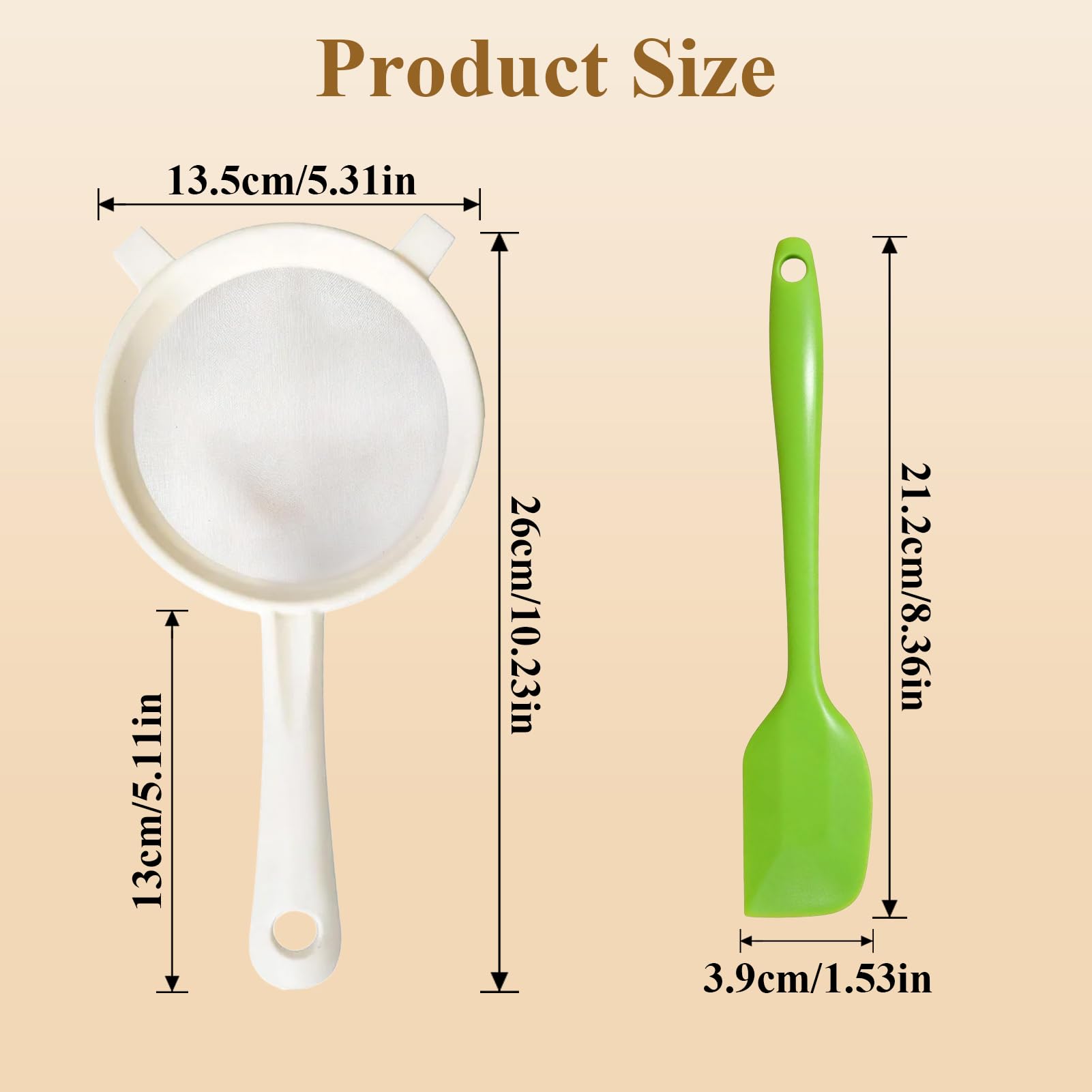 Sekfpnk Colador de plástico blanco con raspador de silicona verde, 14 cm de diámetro, apto para filtrar yogur, fruta, leche de soja y verduras — view 2