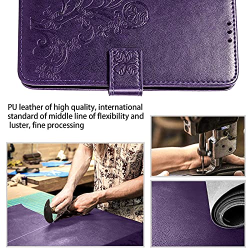 Galaxy J7 2017,J7 Prime,J7 V,J7 Perx,J7 Sky Pro Wallet Case, [Flower Embossed] Premium Pu Leather Wallet Flip Protective Phone Case Cover With Card Slots And Stand For Samsung Galaxy J7 2017 (Purple) #TOP7